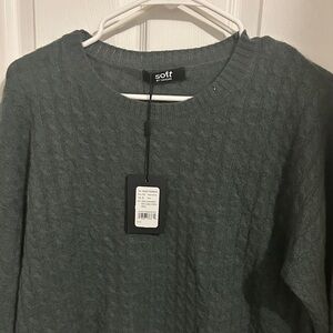 Soft by NAADAM 100% cashmere mini cable crew Sweater Green small